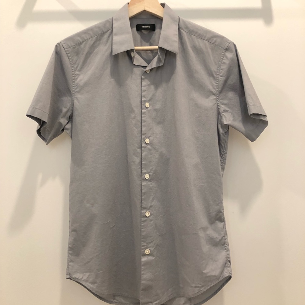 Theory Men Short sleeve button down dress shirt casual shirt Gray XS